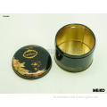 Black tin box with Luxury printing for leisure food.